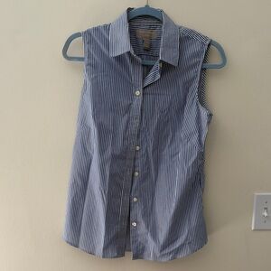 Banana Republic Blue and White Striped Button Down Shirt